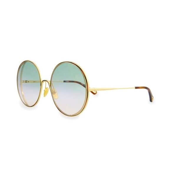 CHLOÉ 61MM Round Sunglasses GOLD and GREEN 😎 NWT 💚 - Picture 6 of 7